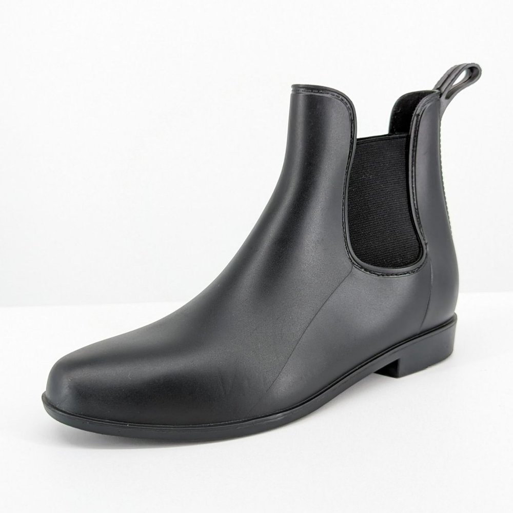 A New Day Rubber Bootie 10 Black Side Gore Stretch Almond Toe Ankle Rain Outdoor